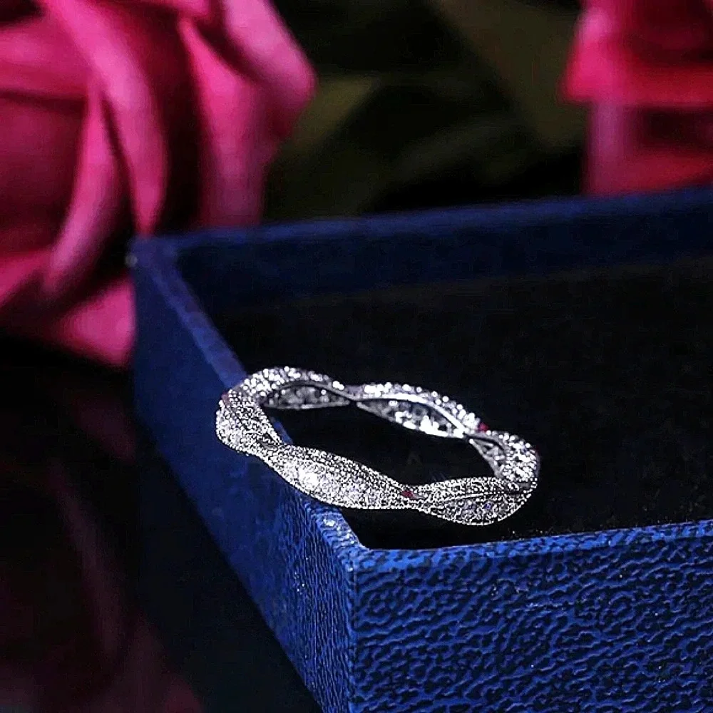 NEW Women's Gold Plated Silver Eternity Simulated Diamond Band Ring‎ Sz 10